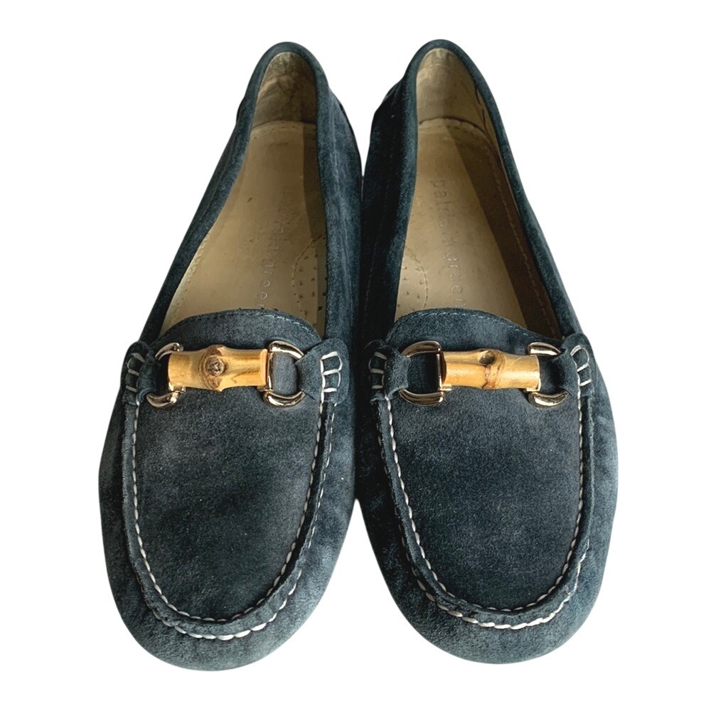 Patricia Green Bamboo Bit Suede Driving Loafers Womens 7.5 Green Slip On Casual